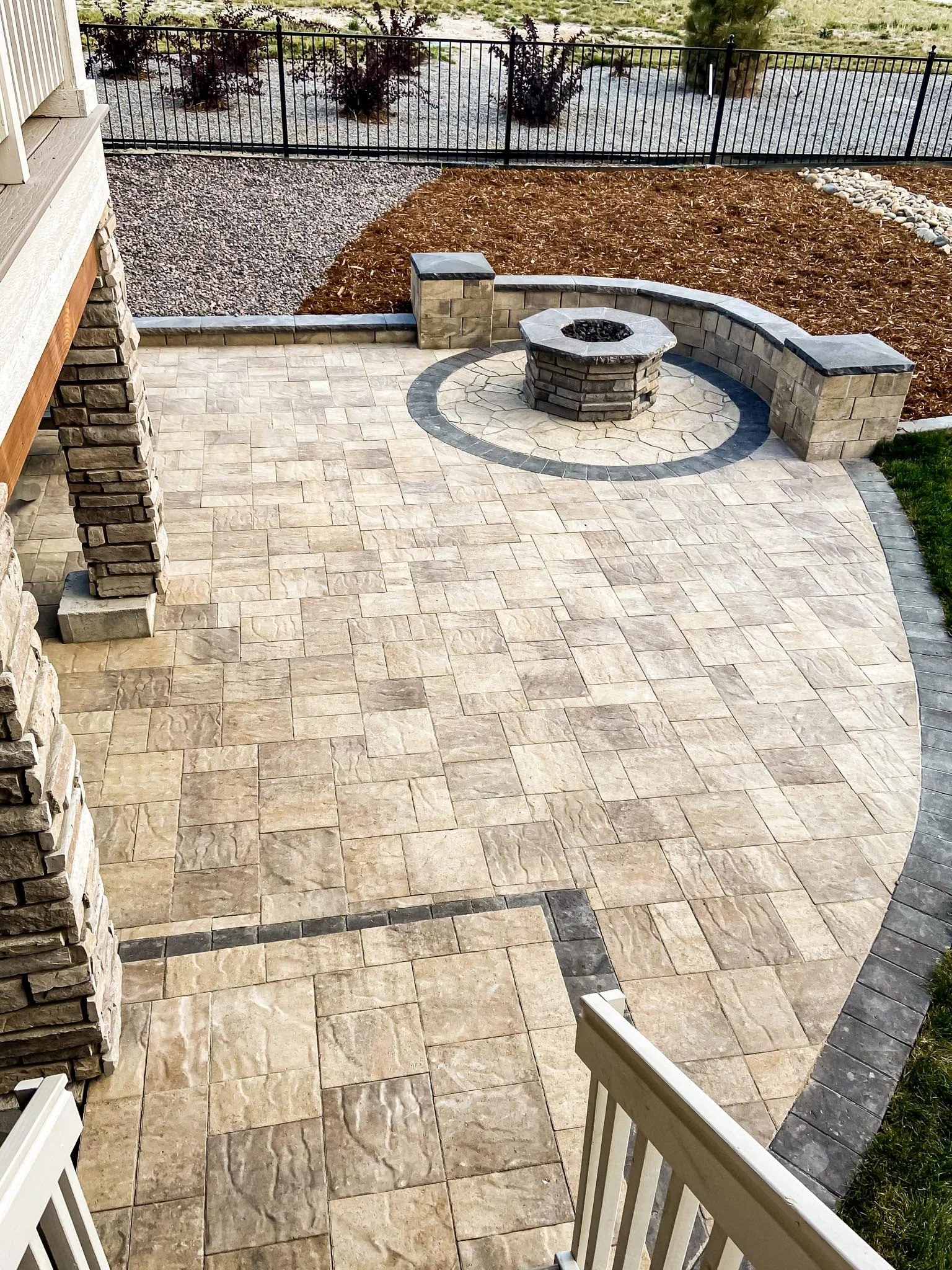 Custom Paver Patio with Fire Pit - Aspenwood Landscape Denver