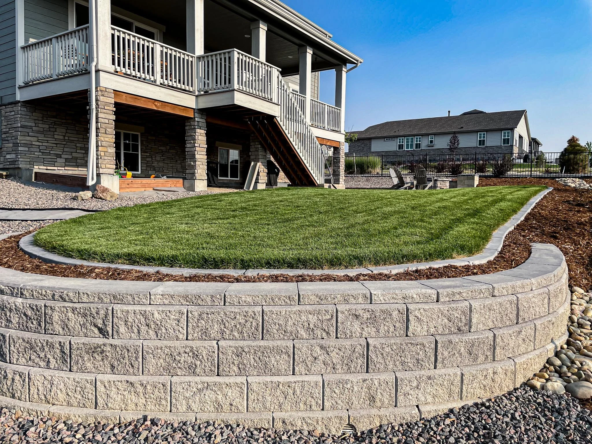 Curved Block Retaining Wall - Aspenwood Landscape Denver