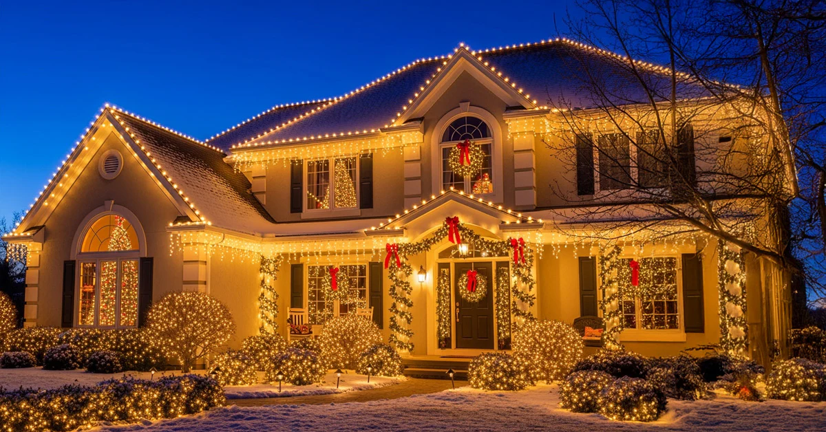 Professional holiday lighting installation Parker Colorado